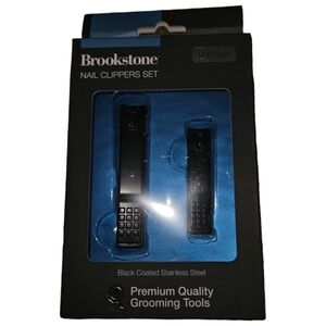 NWT Brookstone Black Coated Stainless Steel Nail Clipper Set
